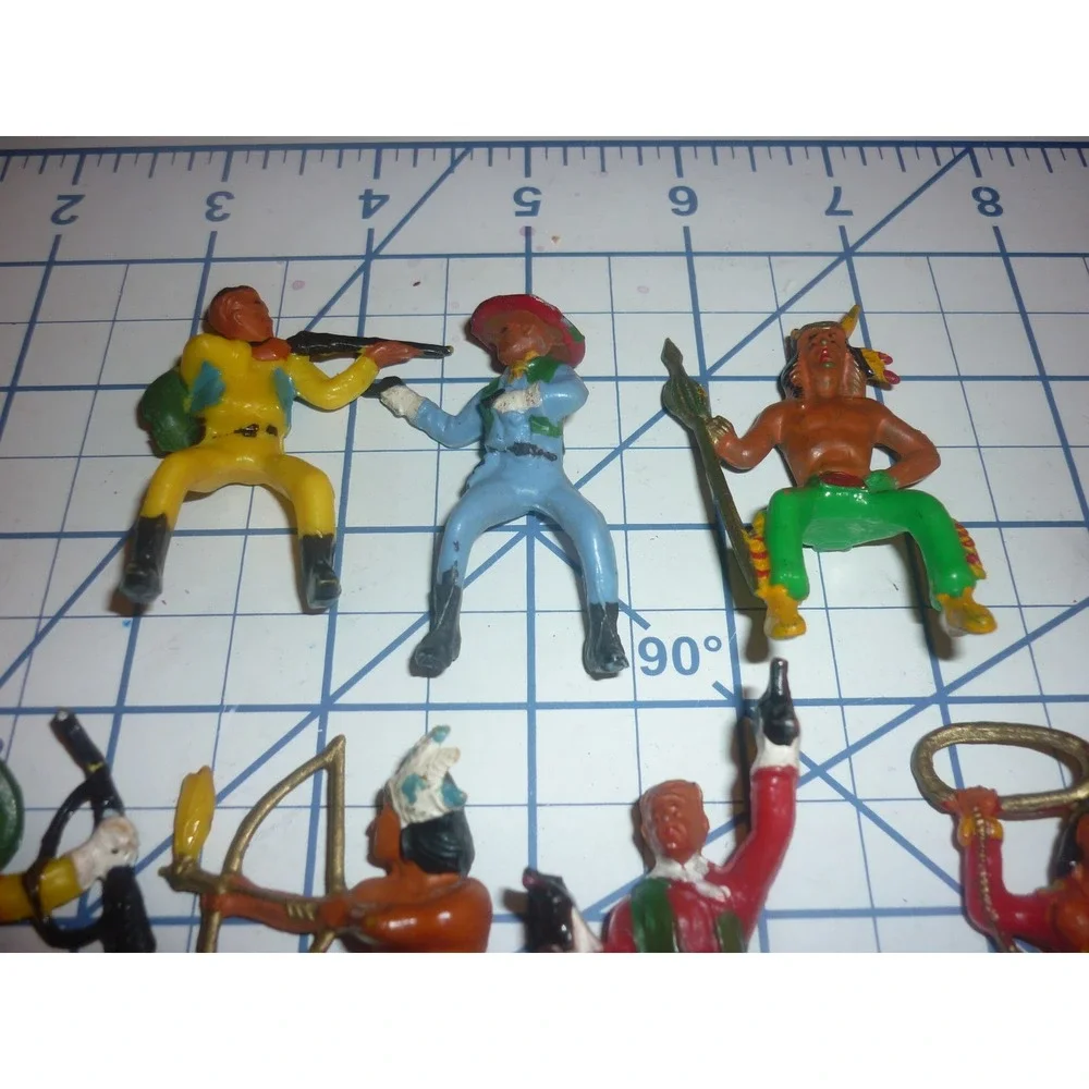 Starlux France Plastic Rider Figures Lot 7 Cowboys Native Americans Vintage 3